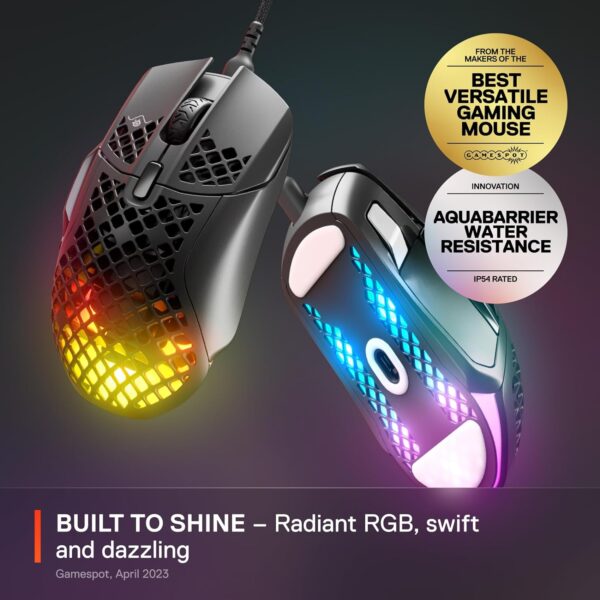 SteelSeries Aerox 5 - Holey RGB Gaming Mouse - Ultra-lightweight Water Resistant Design - 18K DPI TrueMove Air Optical Sensor - Image 3