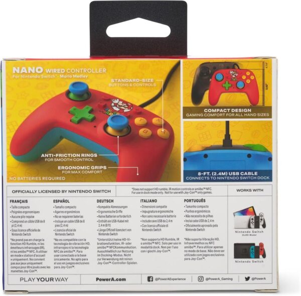 PowerA Nano Wired Controller for Nintendo Switch - Mario Medley (Open Box) - Image 2