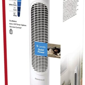 Honeywell HYF260WC QuietSet® Whole Room 40” Tall Tower Fan Home, Bedroom, Office, 75° Oscillation, Remote Control, 5 speeds, Slim Profile, Auto Shut-Off, Portable, Easy-to Use Controls, White (Open Box)