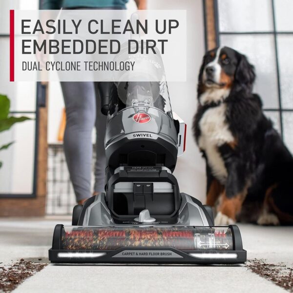 Hoover Elite Swivel XL Pet Vacuum Cleaner with HEPA Media Filtration, Bagless Upright for Carpets and Hard Floors, Grey, UH75250 16 lbs (Open Box) - Image 4