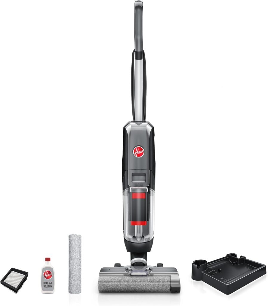 Hoover Streamline Corded Hard Floor Cleaner, Wet Dry Vacuum with Self Cleaning System, Edge Cleaning, LCD Display, FH46010V, Silver (Open Box, No Liquid)
