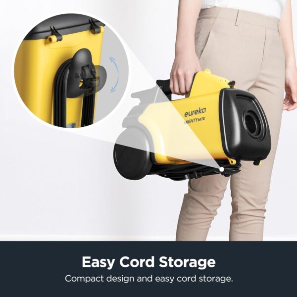 EUREKA Mighty Mite 3670G Corded Canister Vacuum Cleaner Bagged for Carpets and Hard floors, Pet, Yellow - Image 2