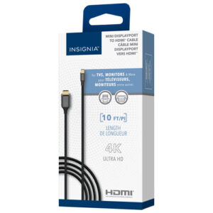 Insignia 3.05m (10 ft.) Mini DisplayPort to 4K Ultra HD HDMI Cable