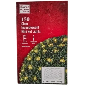 Home Accents Holiday TOL-150/3WA-N-C 150 Clear Incandescent Mini Net Lights