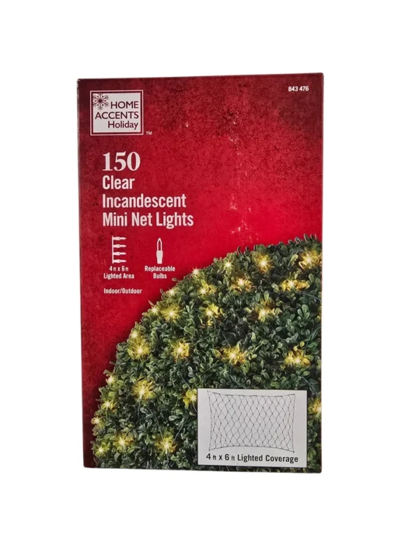 Home Accents Holiday TOL-150/3WA-N-C 150 Clear Incandescent Mini Net Lights