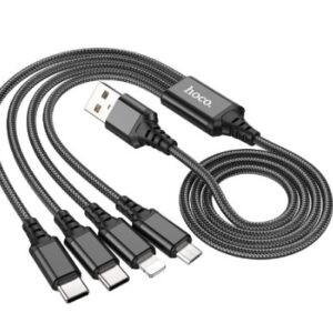 Hoco X76 Type-C 2+iP+Micro 4 in 1 Strong and Durable Charging Cable 3.2 ft