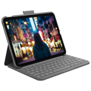 Logitech Slim Folio Keyboard Case with Integrated Bluetooth Keyboard for iPad (10th Gen & A16 Chip) - Oxford Grey