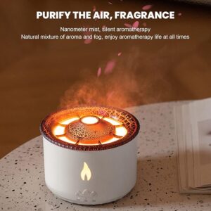 Volcano Humidifier Volcano Diffuser Humidificateur Chambre Flame Essential Oil Diffuser Bedroom Humidifier with Led Cold Flame Light and Delicate Atomization for Study Living Room