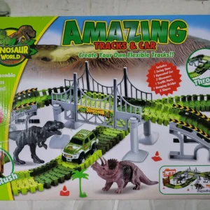 Dinosaur World Amazing Tracks & Car 142 Piece Play Set Flexible Tracks NIB