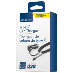 INSIGNIA Type-C Coiled Car Charger Adapter 6ft